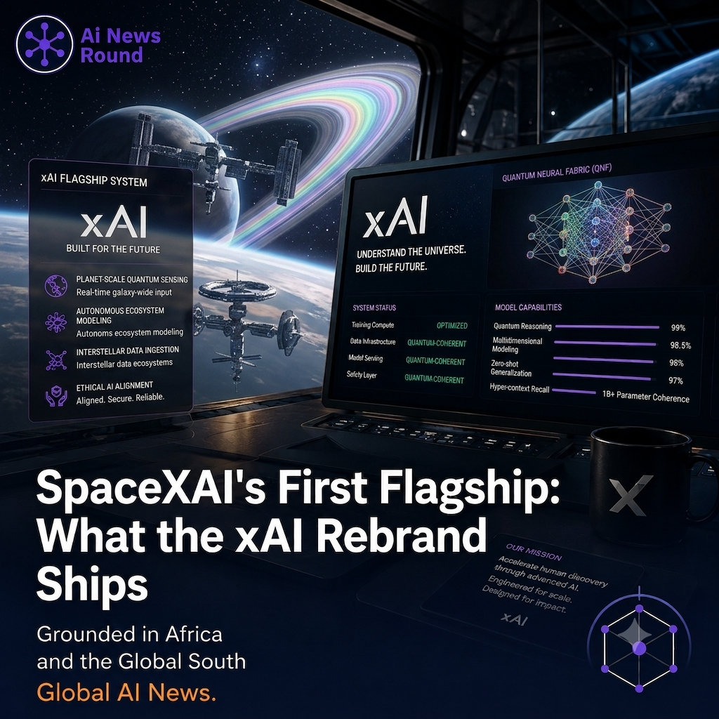 Infographic header displaying technical specifications, pricing ($2/$6), and benchmark scores for the new SpaceXAI coding model.