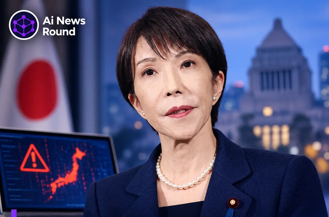 Japanese cybersecurity professional monitoring a security alert and a map of Japan on a laptop in a Tokyo operations room, illustrating Japan’s escalating corporate data breaches a